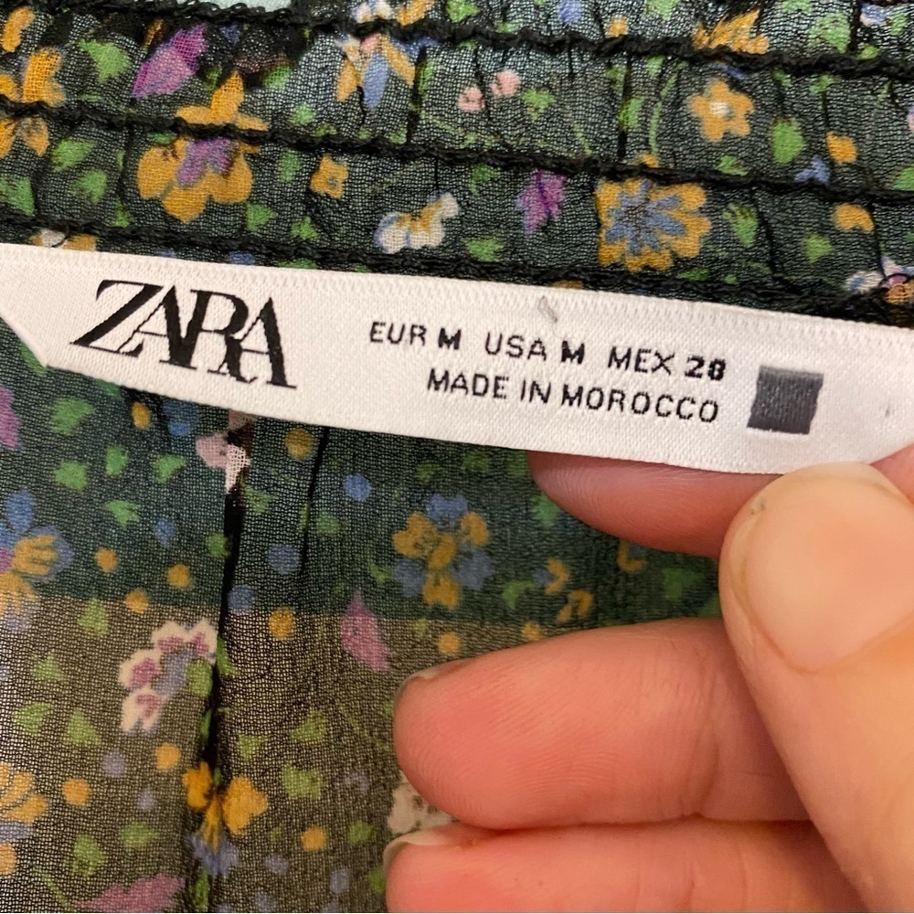 Zara Floral Sheer Lined Dress Sz Medium - Picture 2 of 9